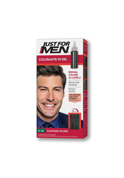 Šampón na zakrytie sivých vlasov farba tmavo hnedá  Just for men H45 Dark Brown