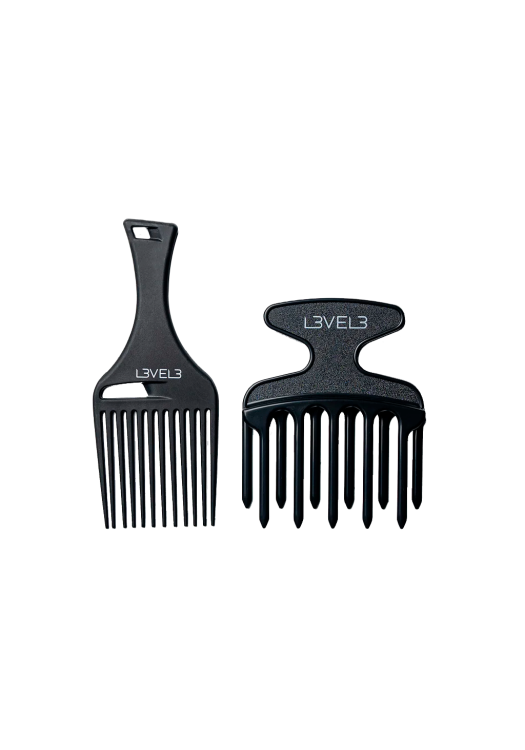 L3VEL3 sada hrebeňov pre kučeravé vlasy Pick Comb Set 2ks