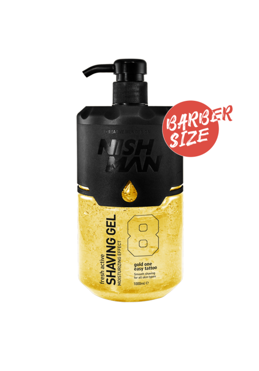 NishMan priehľadný gél na holenie 8 Gold One 1000ml