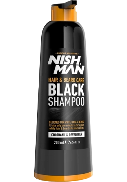 NishMan farbiaci šampón na vlasy a bradu čierny 200ml